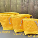 Drawstring project bag for knitting, crochet or embroidery - Dotty Yellow