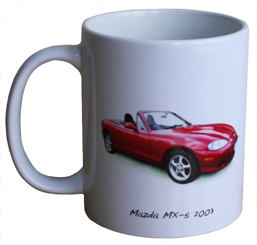 Mazda MX-5 Mk2 2003 (Red) - 11oz Ceramic Mug - Plain or Stripy Design