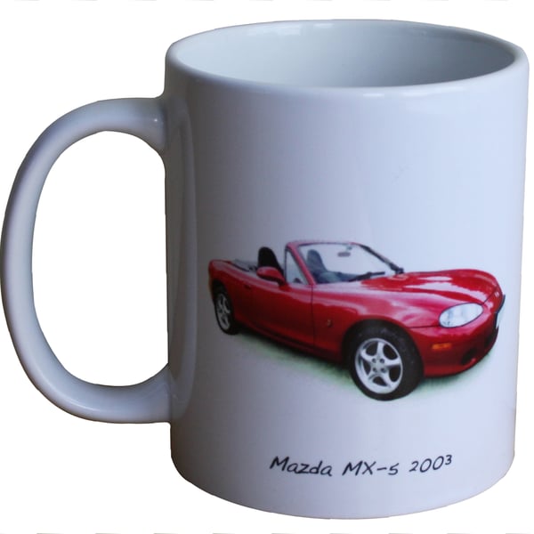 Mazda MX-5 Mk2 2003 (Red) - 11oz Ceramic Mug - Plain or Stripy Design