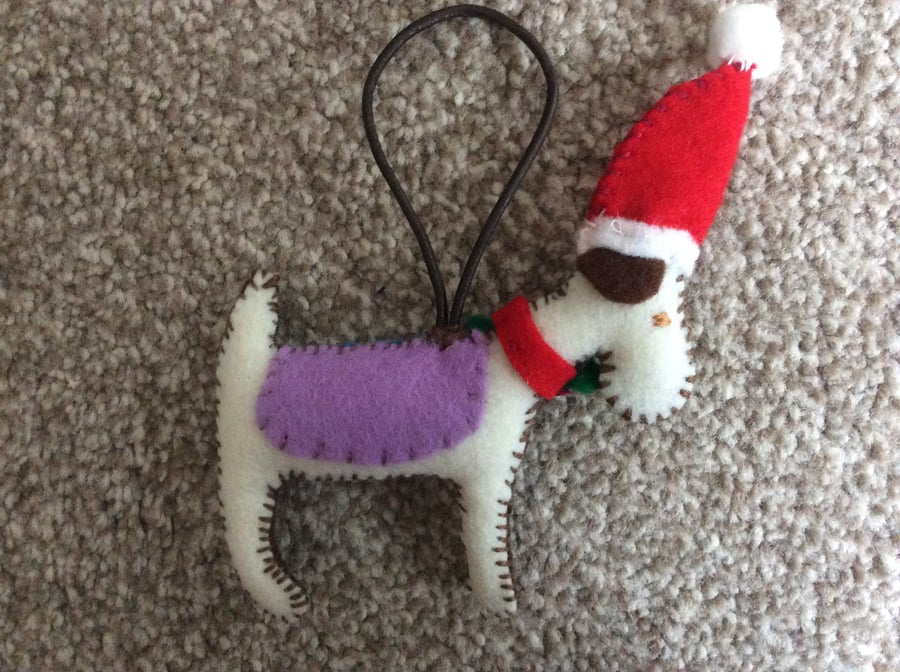 Festive Stanley Felt Dog Christmas Decoration