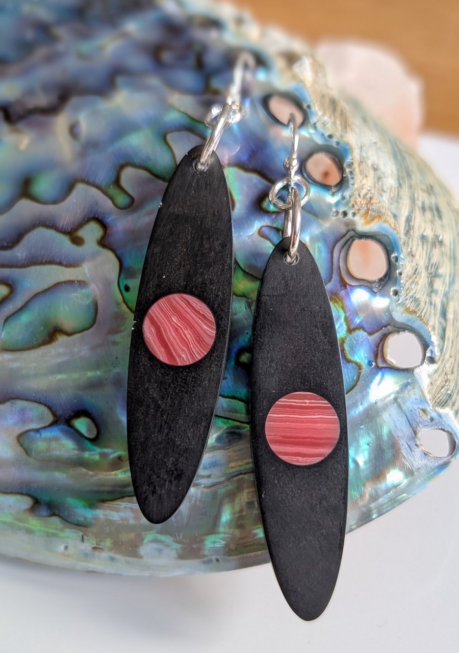 Resin and Agate Drop Earrings with Sterling Silver