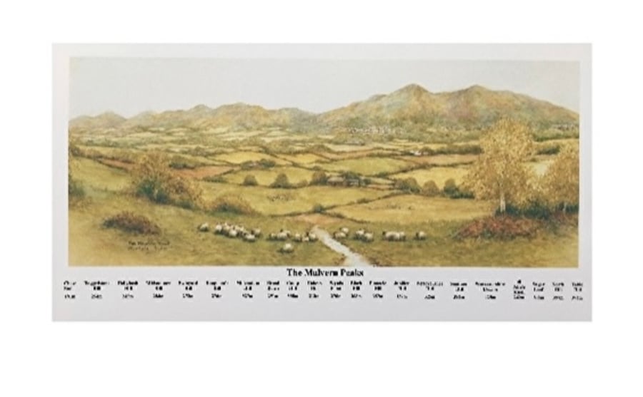 The Malvern Peaks .Annotated  Special Edition Signed Print 