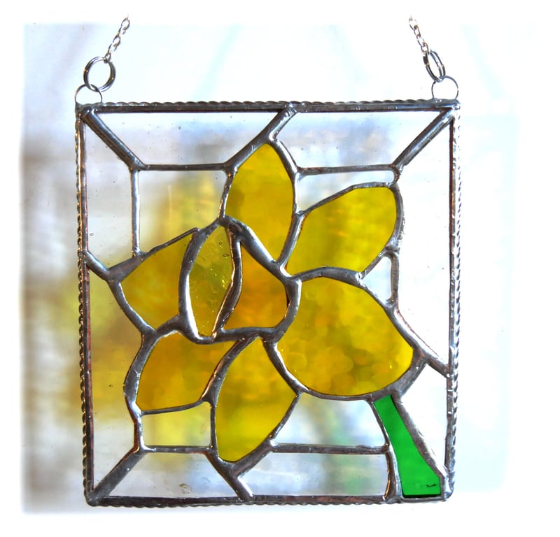 Daffodil Stained Glass Framed Suncatcher Spring Flower