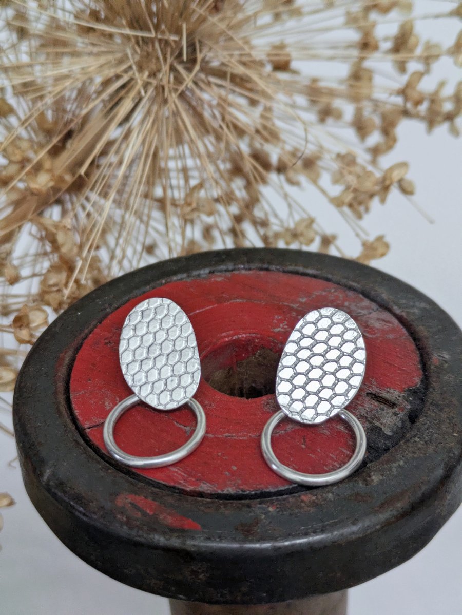 Textured sterling silver earrings 