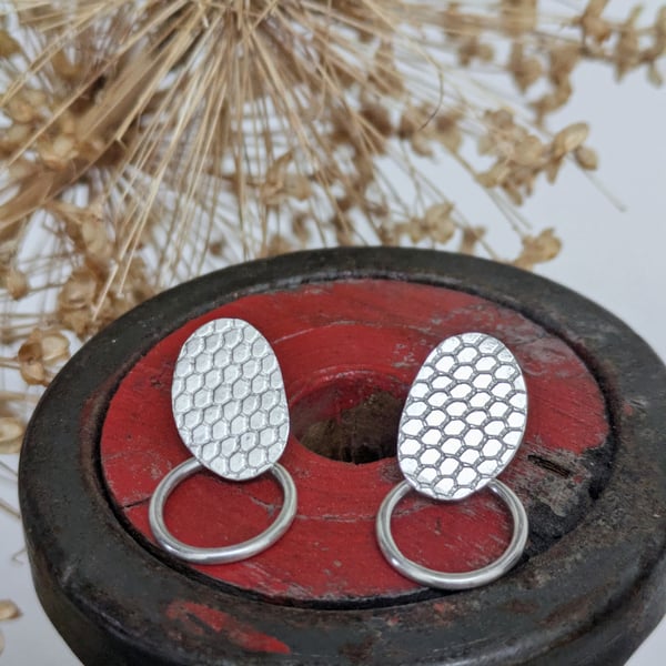 Textured sterling silver earrings 