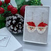 Sterling Silver Bead Weave Father Christmas Earrings