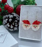 Sterling Silver Bead Weave Father Christmas Earrings