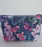Upcycled butterfly and floral make up bag - handmade zipped pouch