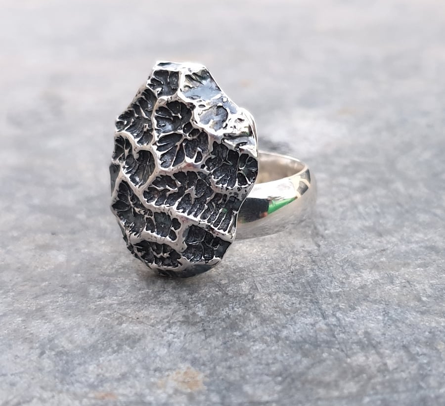 Silver coral ring size R