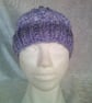 Hand Knitted Ladies Lavender Lacy Hat - Image 2
