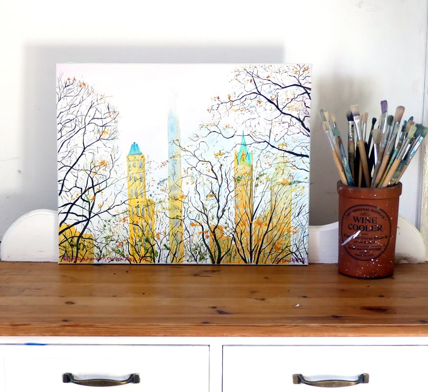  NYC Central Park Original Oil Painting Impressionist Cityscape 