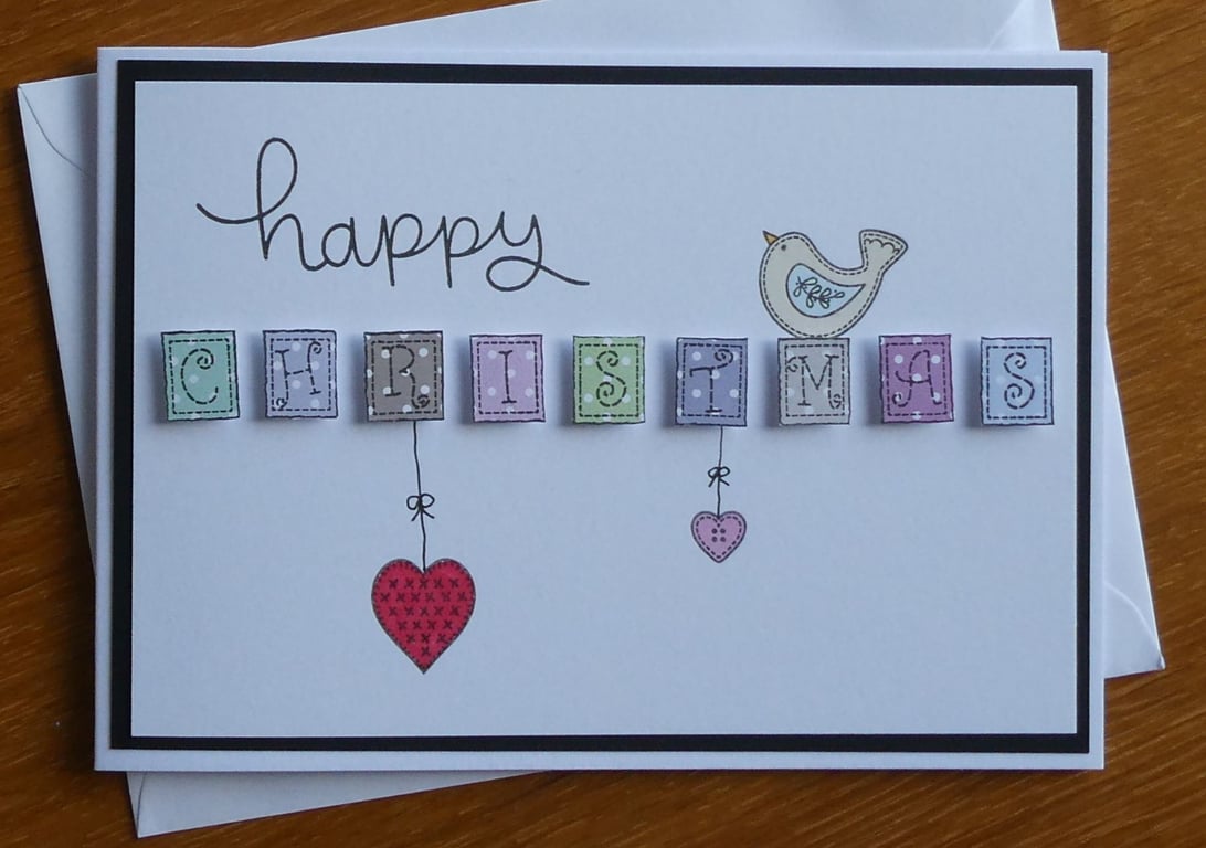 Happy Christmas Polka Dot Blocks Card