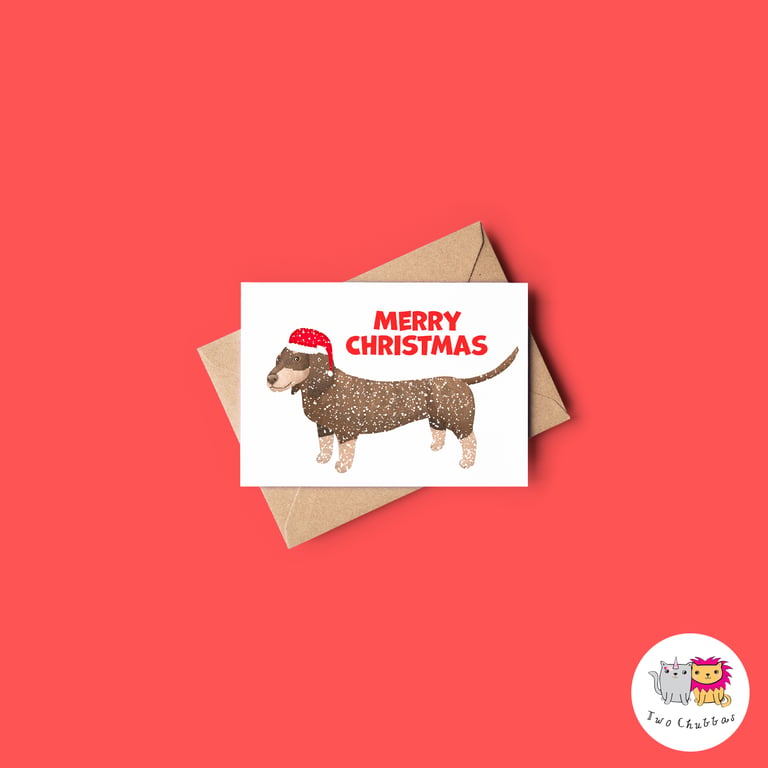 Dachshund Christmas Card, A6 Christmas Card, Cute Animal Christmas Card