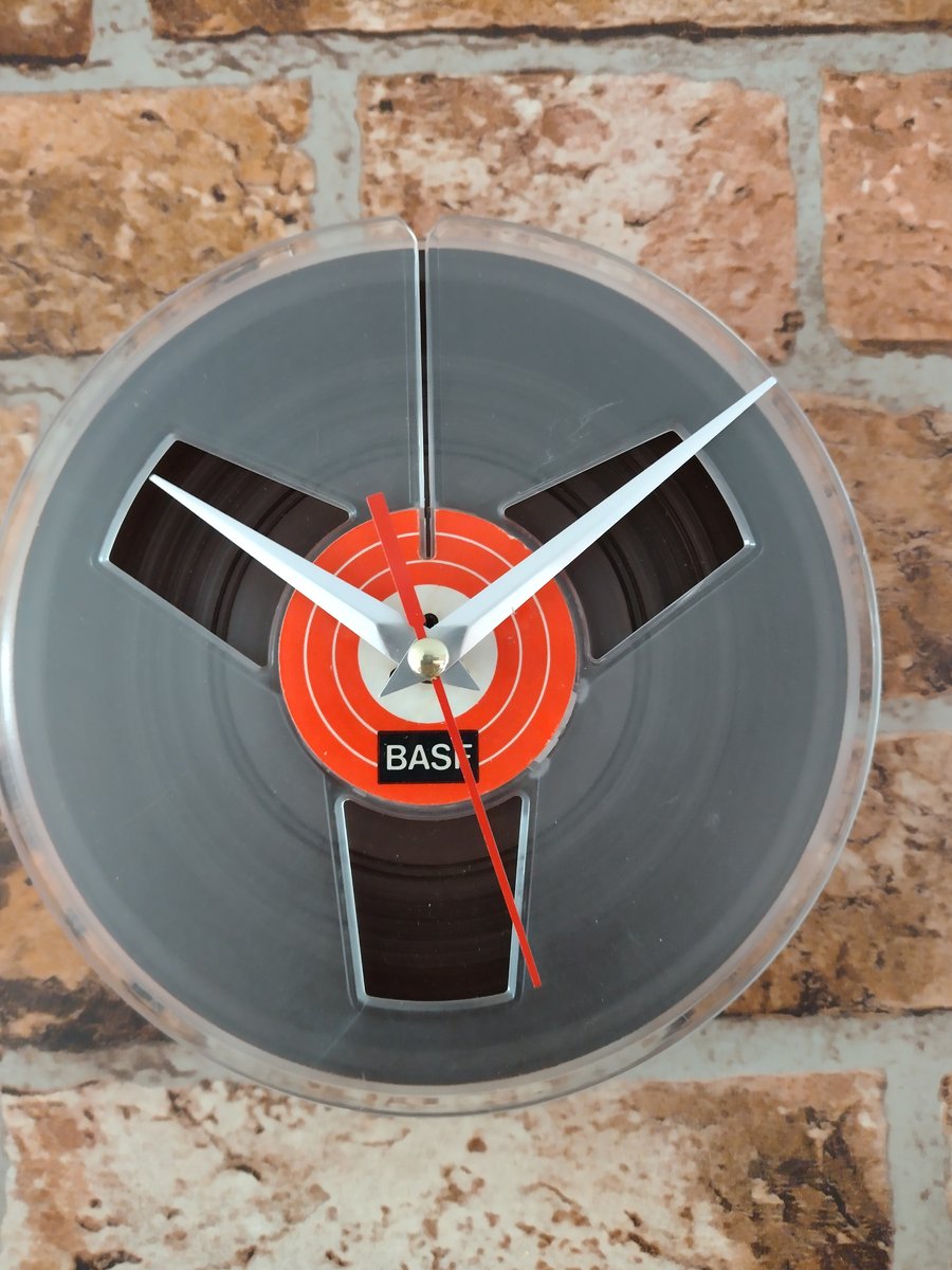 Unique Wall Clock upcycled from a Vintage 70s Tape Reel