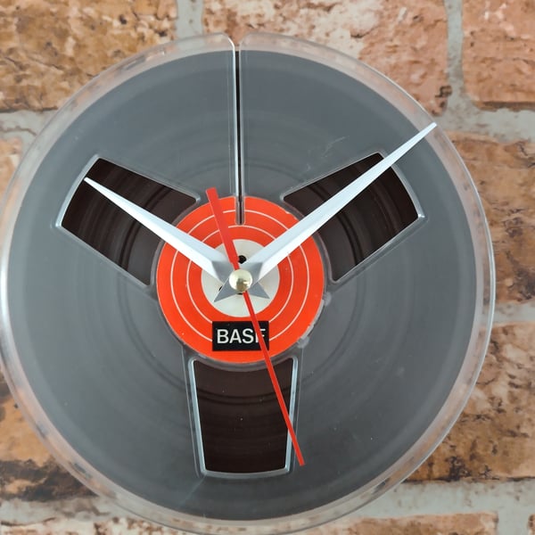 Unique Wall Clock upcycled from a Vintage 70s Tape Reel