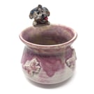 Handmade Dog Flower Vase – Pink Ceramic with Butterflies – for Mum, Birthday Gif