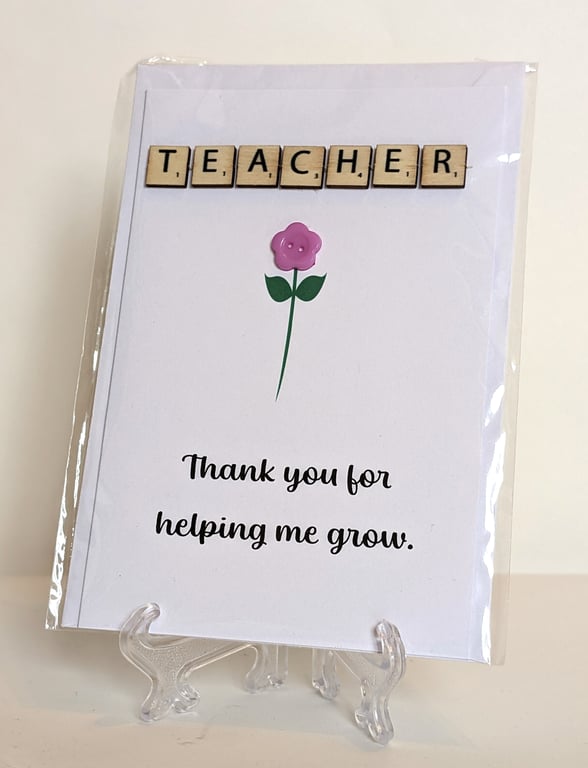 Thank you teacher scrabble greetings card