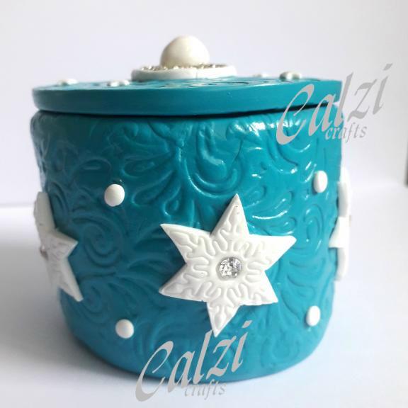 Snowflake Stars Polymer Clay Trinket Jewellery  Box