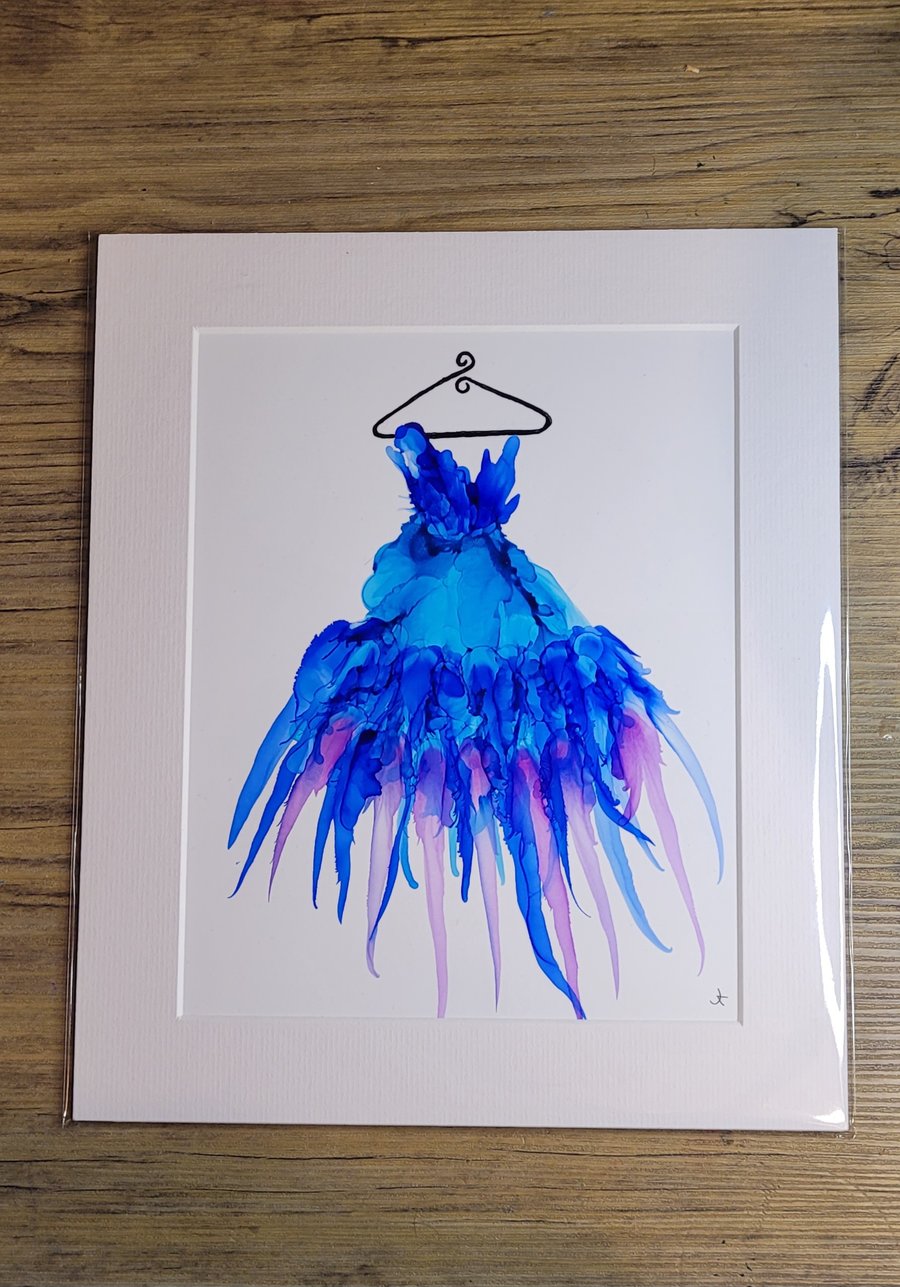 Blue Dress in alcohol inks