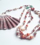 Seaworn Scallop Shell Statement Necklace with Crystal Rondelle Beads  - Image 6