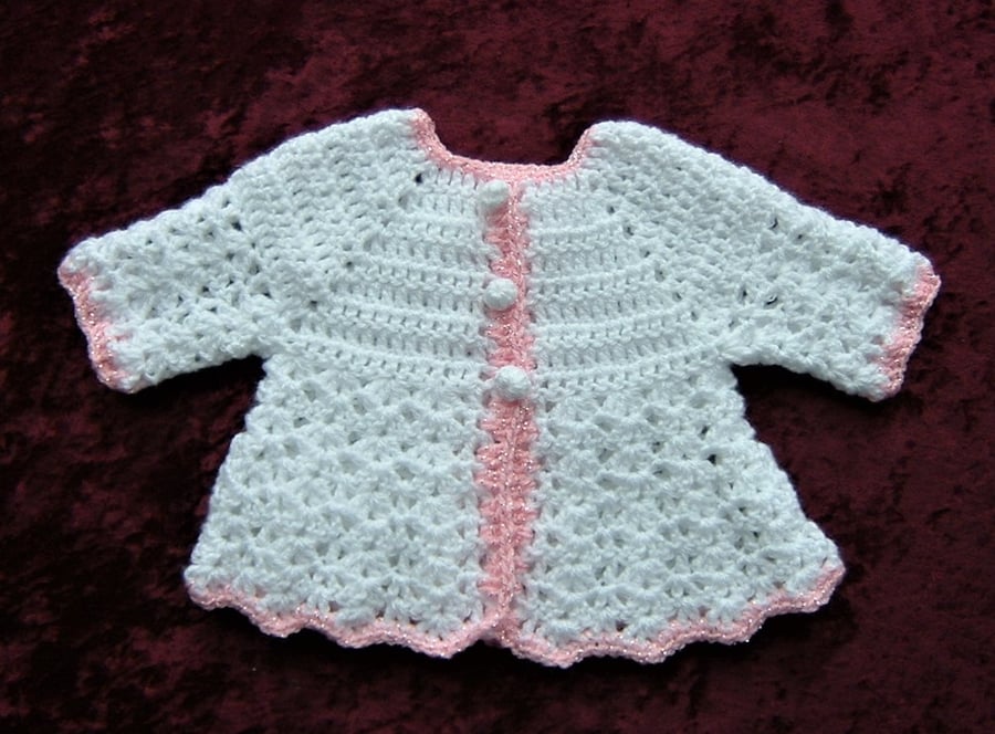 SALE....crochet baby matinee coat ( ref F 713)