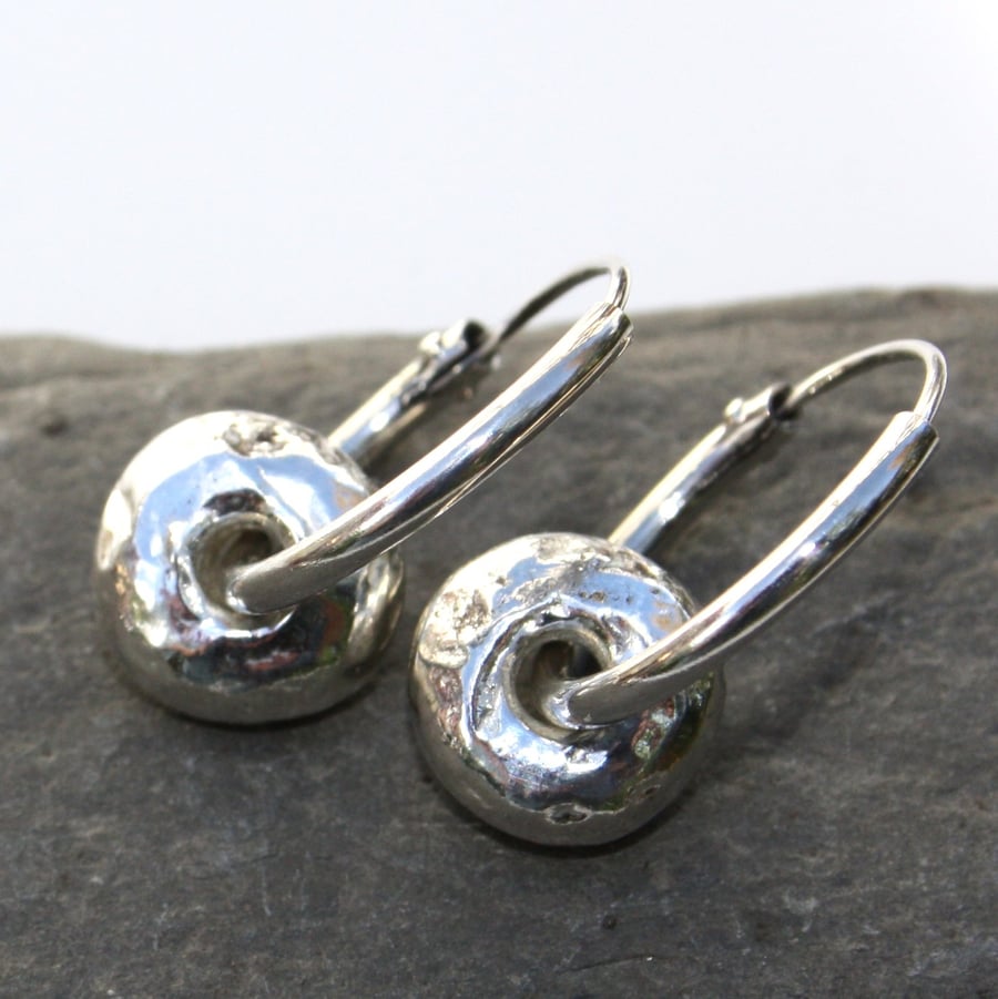 sterling silver nugget hoop earrings