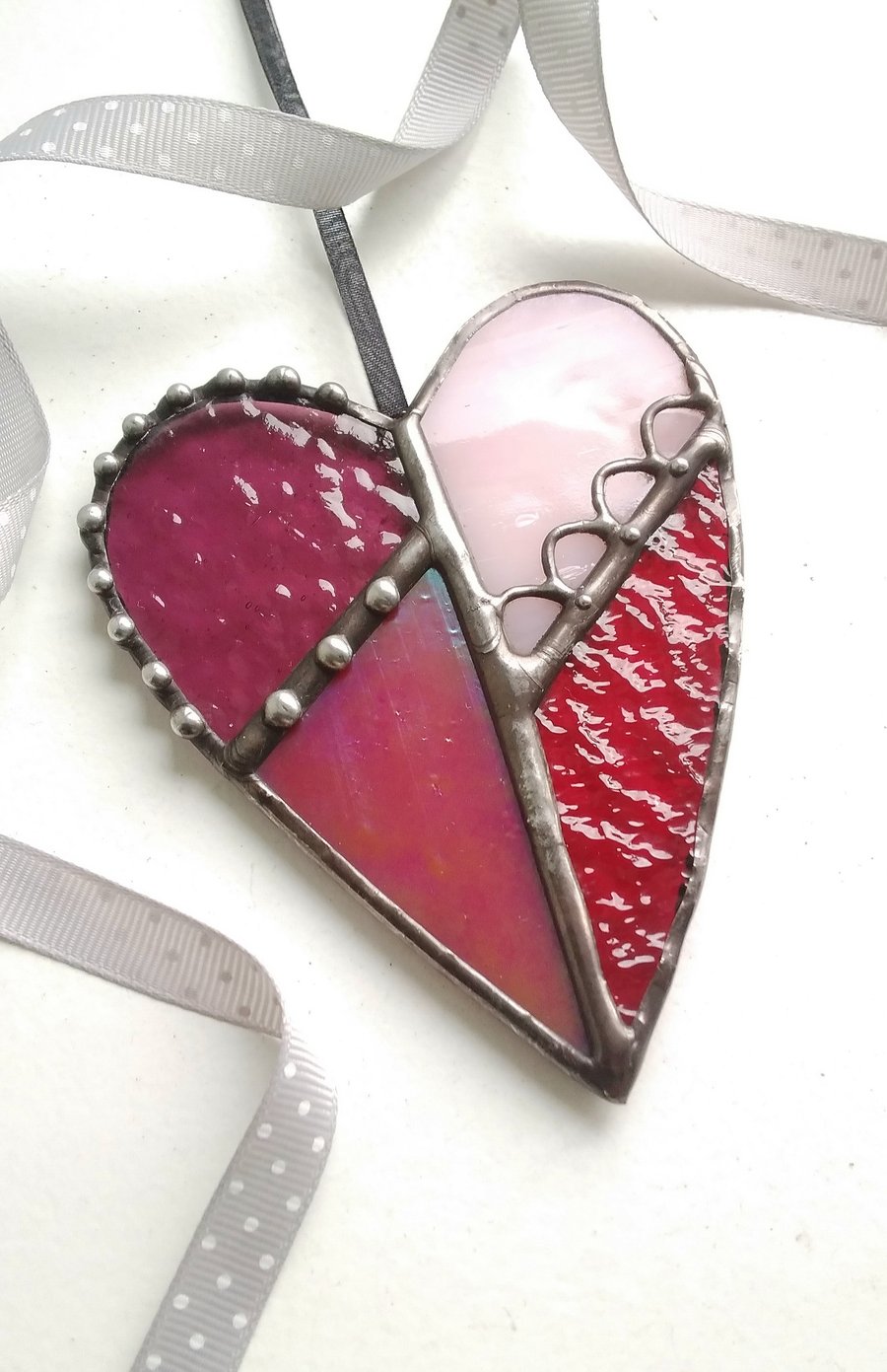 Stained Glass Heart - Red