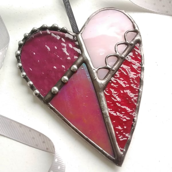 Stained Glass Heart - Red