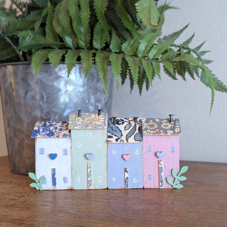Handmade Row of Tiny Oak Cottages