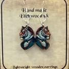 Tiger Earrings. wooden earrings.