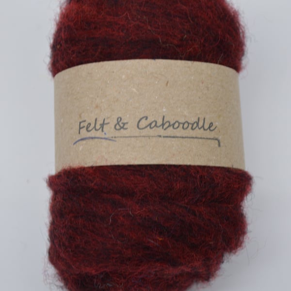 Carded Corriedale wool colour mix , Burgandy