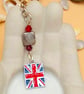 Silver Plated Union Jack and Crystal Key Ring, End of Term Gift, Thank you Gift - Image 3
