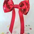 Red satin hair bow