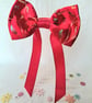 Red satin hair bow
