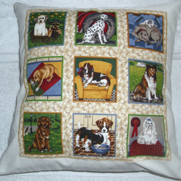 Dogs in squares cushion,