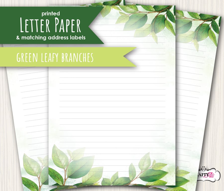 Letter Writing Paper Green Leafy Branches