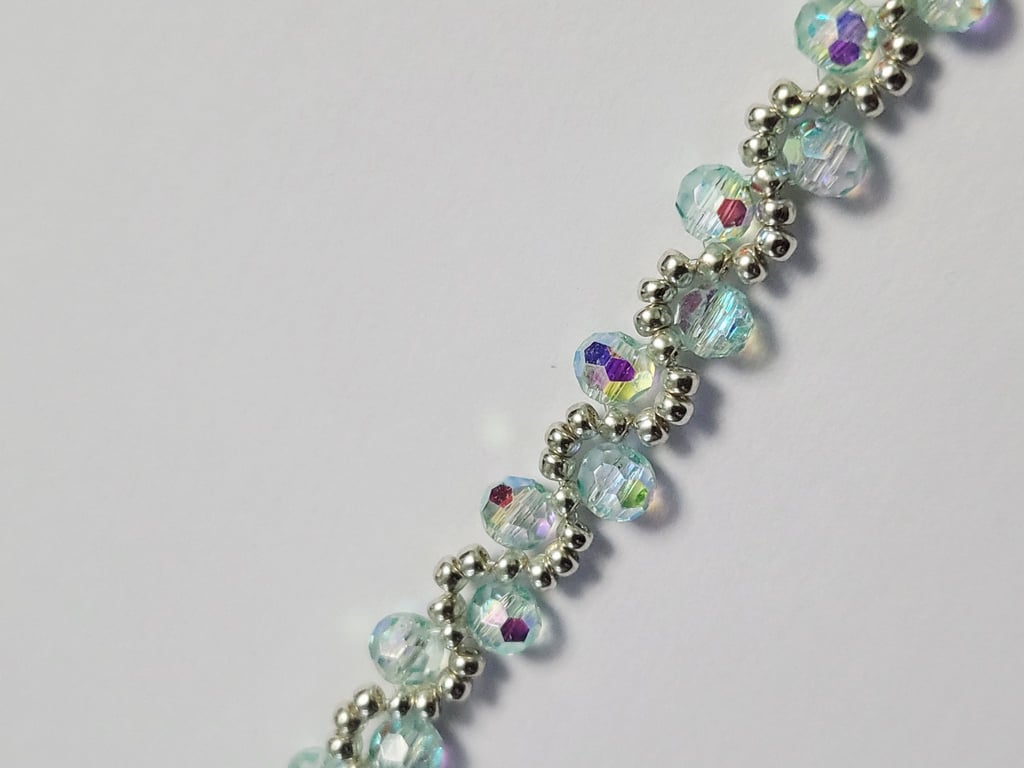Aquamarine AB Crystal Bracelet – Miyuki Beads, Handmade Jewellery