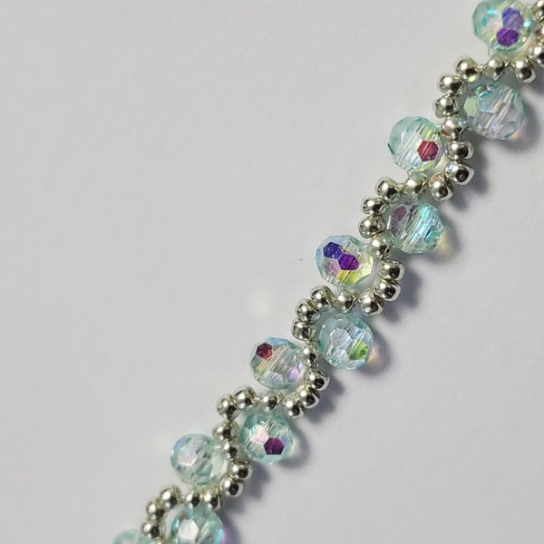 Aquamarine AB Crystal Bracelet – Miyuki Beads, Handmade Jewellery
