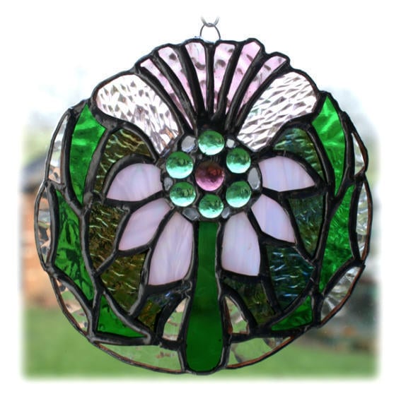 Scottish Thistle Stained Glass Suncatcher Flowe... Folksy