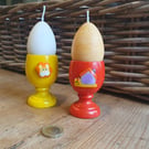 Cute Wooden Egg Cup Candle Set