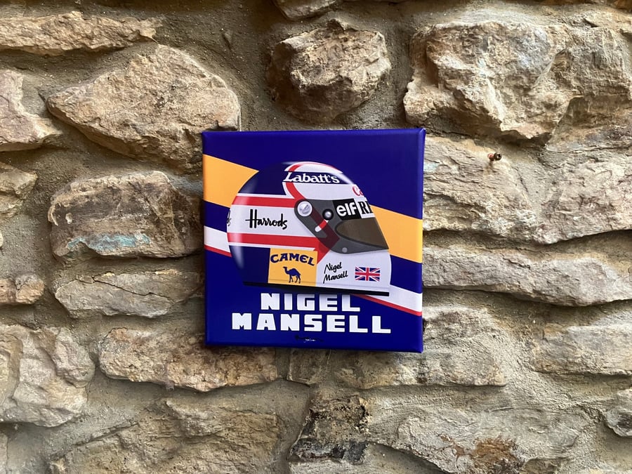 Nigel Mansell F1 Canvas 20cm Wall Decor Art 1992 Helmet Williams FW14B F1 Gift