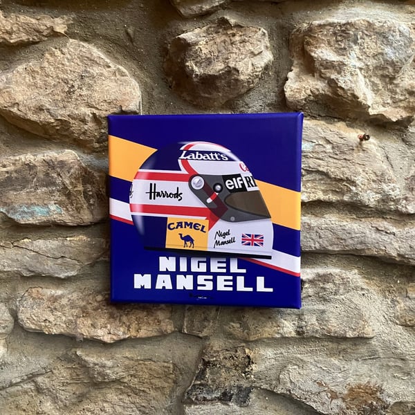 Nigel Mansell F1 Canvas 20cm Wall Decor Art 1992 Helmet Williams FW14B F1 Gift