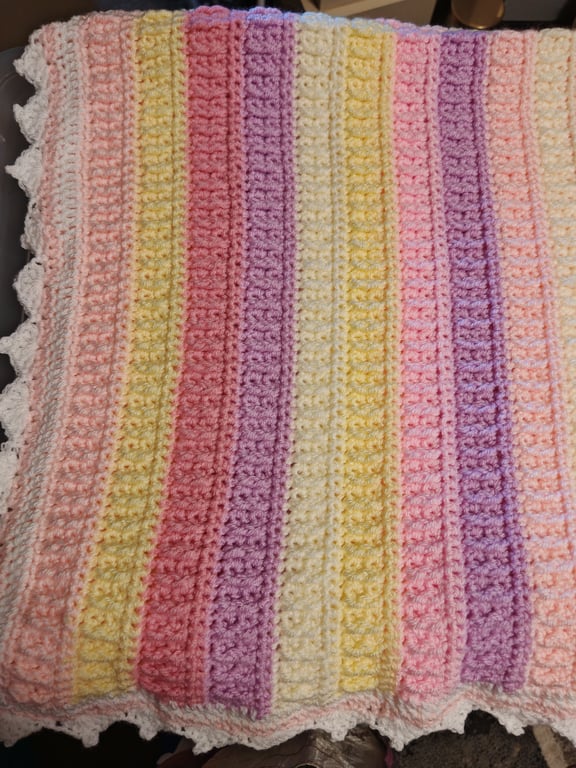 Candy stripe baby girl blanket 