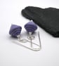purple lampwork glass spinning top earrings - Image 3