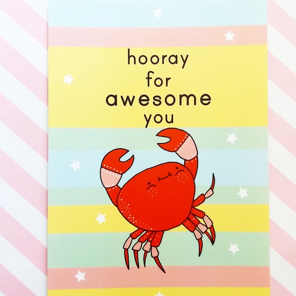 hooray for awesome you - motivational postcard - positivity card