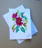 original art hand painted floral Christmas blank greetings card ( ref FA69 R2 )