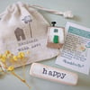Little Wooden Handmade House and Base in a Bag - Happy