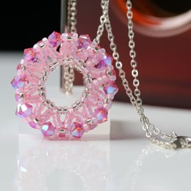 Pink Wheel Pendant with Swarovski Crystals