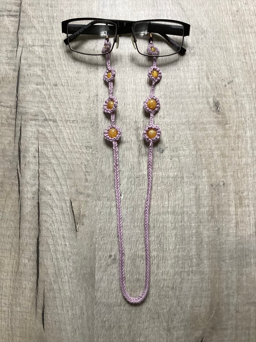Crochet Lavender cotton glasses chain