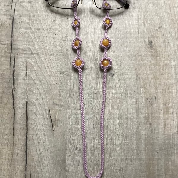 Crochet Lavender cotton glasses chain